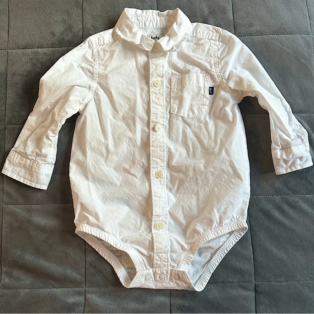 OshKosh - Dress Shirt Onesie - White - Sz: 18M